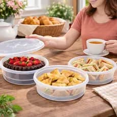 Torteira Redonda 4L Transparente com Tampa Recipiente Vasilha Plástica Pote Alimento Cozinha