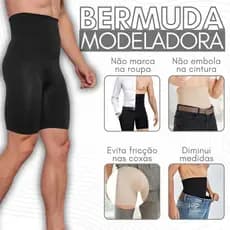 Bermuda Cinta Modeladora Masculina 4Barbatana De Aço Não Embola Alta Compressão Reduz Medidas Treino