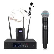 Microfone Shure Sem Fio Qlxd2 Qlxd4 + Headset + Microfone de Lapela Profissional Sem Fio