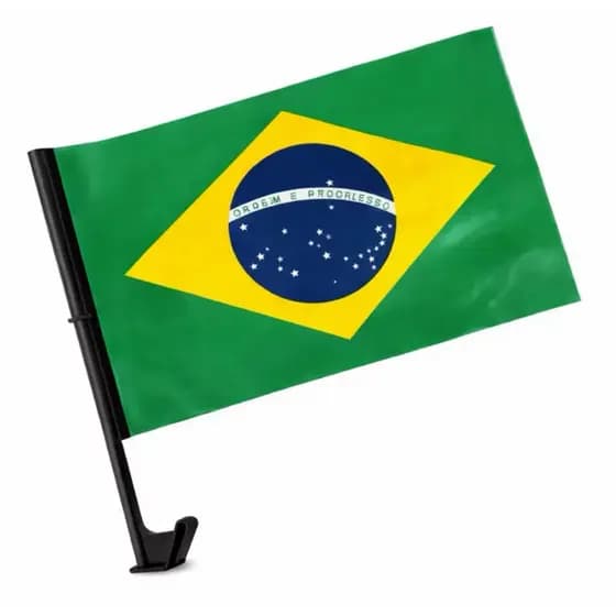 Bandeira do Brasil com Suporte e Haste para Janela de Carro
