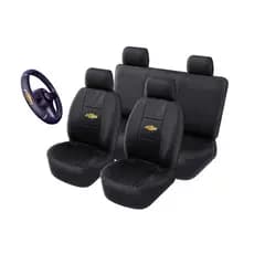 Jogo De Capa Para Banco Automotivo em Couro Carros Corsa Celta Prisma Onix Classic + Capa De voalnte Com Logomarca GM