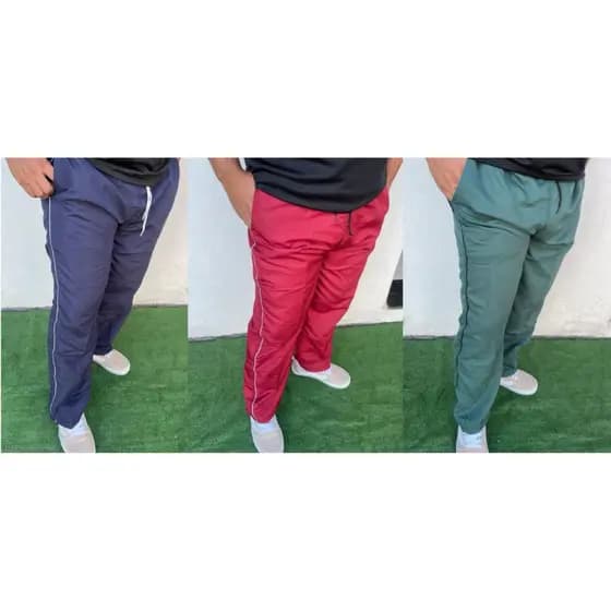 Kit 3 Calça Masculina Tactel Lisa Reforçada  Com 3 Bolsos  Reta Sport Lazer Trabalho
