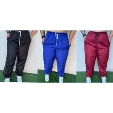 KIT 3 Calça Tactel  Básica  Feminina Reta Larga  Street Premium