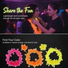 Fstyzx Neon Glow UV Reactive Star Lei Set Leis Estilo Havaiano Com Pulseiras Para Eventos Temáticos Tropicais FY
