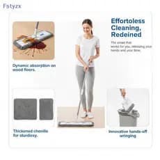 Fstyzx 1Pc 45CM Pano De Substituição De Esfregão Plano Absorvente De Água Lavável Mop Pad Para Casa Piso Duro Limpeza Pr