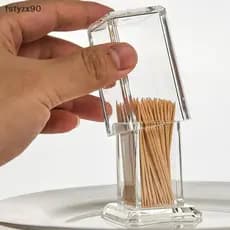 [fstyzx90] Toothpi Caixa Thiened Acrílico Transparente Quadrado Portátil Criativo Conveniente Sala De Estar De Armazenam