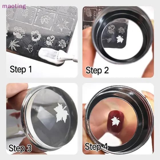[maoting] Carimbo Para Arte Em Unhas Com Raspador De , Cabeça Transparente De Silicone , Acessórios De Manicure DIY , Mo