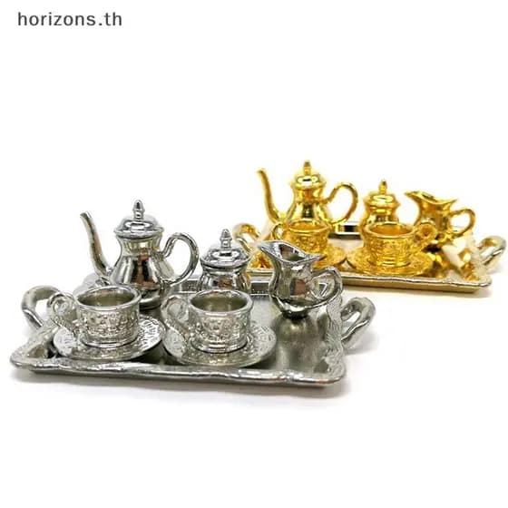 [B & H] 10 Unidades 1 : 12 Móveis Para Casa De Bonecas Em Miniatura Utensílios De Jantar Conjunto De Prato De Chá De Met