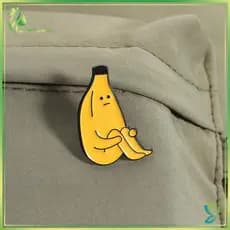 [Beleza] Broche De Frutas De Desenho Animado Com Alfinete Esmaltado De Banana , Design Fofo E Preguiçoso Para Camisas ,