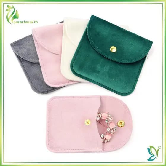 [Beleza] Bolsa De Joias Com Botão De Pressão , Veludo Macio , Envelope Embalagem , Casamento , Brincos , Anéis Armazenam