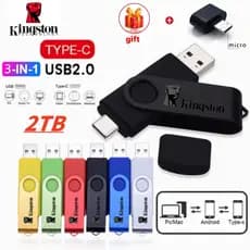 kingston 2TB 3 Em 1 Unidade flash OTG Tipo-C USB Micro Drive 1TB 512GB 256GB 128GB 64GB Pendrive Pen De Alta Velocidade