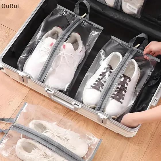 [B & C] Sacos De Armazenamento De Sapatos Para Chinelos Transparentes À Prova D'água Armário E Mala De Viagem Casa { th