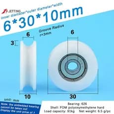 [Jetingbuy] Polia De Injeção De Borracha De Nylon Com Ranhura Em U De Alta Qualidade Rolamentos De Esferas Flexíveis Rod