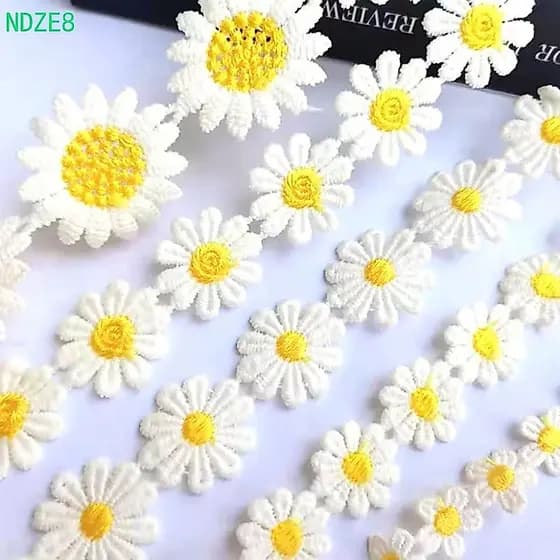 ALISONDZ Daisy Lace Trim 1 Yard Beautiful Headwear Decor Fita Bordada À Mão