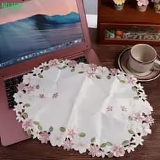 NDZE8 Coaster Para Mesa De Jantar Redondo Bordado Artesanato Renda Flor Padrão Almofada De Copo