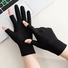 NDZE8 1 Par Luvas De Proteção Solar Femininas , Seda De Gelo Spandex Fino Semi-Dedos Anti-Ultravioleta UV Verão