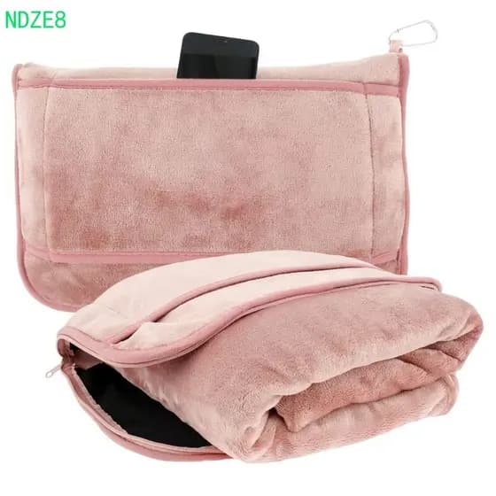 Conjunto De Travesseiro E Cobertor De Viagem NDZE8 , Colcha Dobrável 2 Em 1 Para Cochilo , Quente Com Bolsa De Armazenam