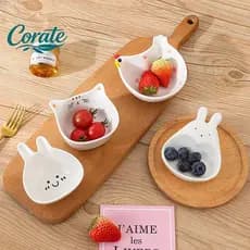[Corate] Prato De Imersão De Cerâmica Com Alça Molho Coelho Fofo Tempero De Gato Tigela Sushi Sna Suprimentos De Cozinha