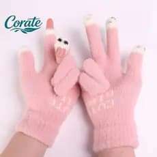 [Corate] Luvas Fofas De Malha De Lã Quentes De Inverno Com Vazamento Ao Ar Livre Tela Sensível Toque À Prova De Frio
