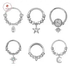 AACAR Moda Cristal Aço Inoxidável Septo Hoop Cliers Nariz Anel Feminino Tragus Cartilagem Helix Piercing Brincos De Argo