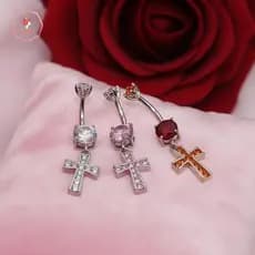 AACAR Brilhante Cruz Umbigo Anel Cirúrgico De Aço Inoxidável Piercing Jóias Corporal Para Todas As Ocasiões Novo