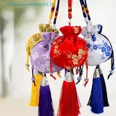 & Sellbest Bolsa Bordada De Brocado Estilo Seda , Saquinho Bordado , Bolsas De Pano , Pingente , Com Cordão Para Joias .