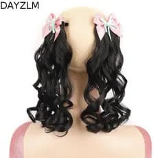 DAYZLM 2 Peças De Rabo De Cavalo Com Nó , Decoração Sintética , Peruca Encaracolado Para Crianças , Grampos De Cabelo Ma