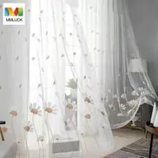 Cortina Transparente Com Padrão De Flor DARBY , Cortinas Transparentes De Janela Margaridas , De Tule Elegante Estilo Pa