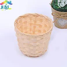 " H & L Novo Pote De Bambu Feito À Mão , Cesta De Palha , Patchwork , Wier , Rattan , Ervas Marinhas , Organizador De Ar