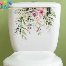 " H & L Folhas De Plantas Verdes Flor Parede Stier Banheiro Decoração De Armário De Sala De Estar Decalques De Casa Embe