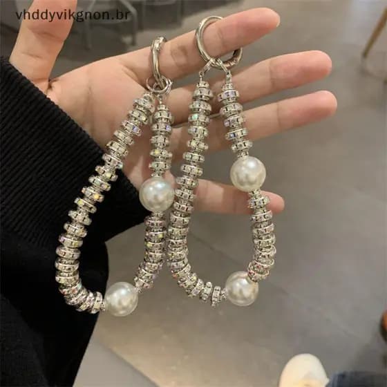 vhddyvikgnon Luxo Strass Pérola Cordão Do Telefone Móvel High-end Caso Universal Versátil Anti-Perda Corrente BR