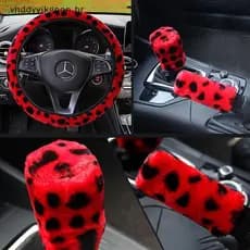 vhddyvikgnon 3 Pçs/Set Leopard Fluff Capa De Volante De Pelúcia Acessórios Para Carro De Inverno BR