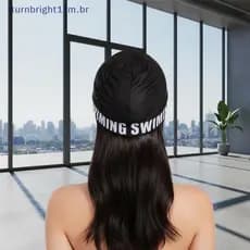 Touca De Natação Feminina Flexível Com Padrão De Amor Designfort Plissado Adequado Para Piscina BR