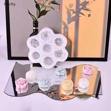 [Firefly] Moldes De Silicone Para Flores 7 Em 1 3D Rosa Peônia Bolo De Chocolate Molde Assar Sabão Gesso Resina Artesana
