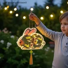 Pequeno Festival De Outono LED Coelho Lanterna Bonito Dos Desenhos Animados Quente Brilho Luz Perfeita Para Loja Janela