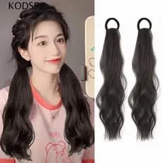 KODSP Longo Encaracolado Rabo De Cavalo Preto Diário Acessórios De Cabelo Extensão Do Feminino Meninas Sintético Macio C