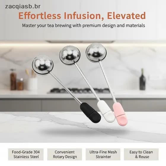 ZA Infusor De Bola De Chá Torcido De Malha Extra Fina De Aço Inoxidável Reutilizável Mais Íngreme Para Folhas Soltas De