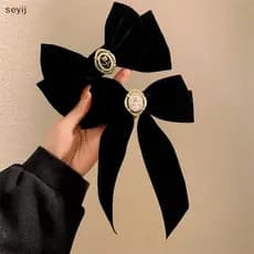 [seyij] Novos Grampos De Cabelo Com Laço De Veludo , Elegante , Liga De Rosas , Para Mulheres , Moda Rabo De Cavalo , Ac