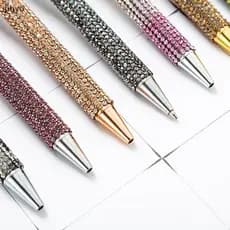 [jihyo] Canetas Esferográficas De Metal De Imprensa Caneta De Presente Multicolorida De Diamante Material De Escritório