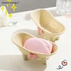 HomeLiving Bonito Plástico Banheiro Saboneteira Bowknot Design Com Drenagem Criativa Acessórios Do Bandeja BR