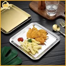 Bandeja De Servir Quadrada Luxuosa De Aço Inoxidável HomeLiving , Café , Sobremesas-Travessas Elegantes Para Banheiro De