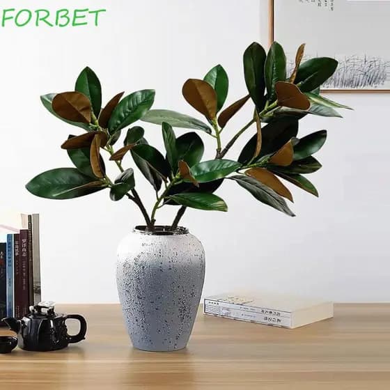 FORBET Planta De Magnólia Artificial , Folhas De Borracha Grandes , Ramo De Árvore Simulado , Plantas Artificiais De 110
