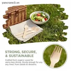 { YAN } 100 Peças Garfos De Madeira Utensílios Descartáveis Ecológicos Para Bolo Salada Sobremesa Talheres Biodegradávei