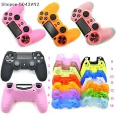 [RE] Capa Protetora De Controle De Silicone Macio Para 4 Controladores De Pele Gamepad Caso Com Tampas Joysti Grip R
