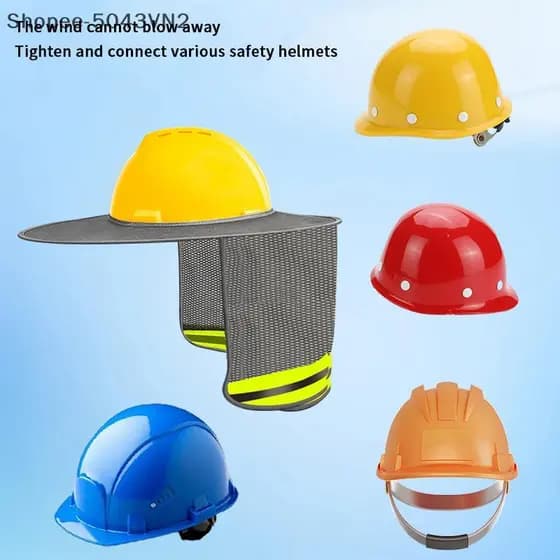 [RE] Verão Sun Shade Capacete De Segurança Ne Shield Capacetes Faixa Reflexiva Boné Chapéu Para Trabalhador De Construçã