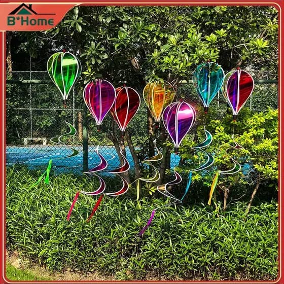 BHTH Giradores De Balão De Ar Quente Filme De Plástico Que Muda De Cor Vento Listrado Tie Dye Cores Do Arco-Íris Cataven