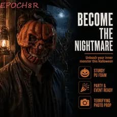 Máscara De Abóbora EPOCH8R , Cosplay De Halloween Realista 3D Festa De Máscaras De Espuma PU Macia De Criatividade