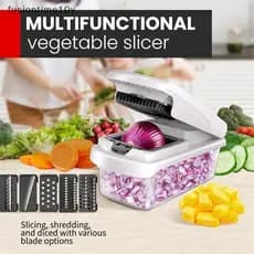 [fusiontime10y] Cortador De Alimentos Multifuncional 15 Em 1 Com Recipiente Vegetais Cozinha Fatiador , Ralador E Picado