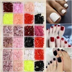 [fusiontime10y] 96 Pcs 4 Grade Curto Quadrado Pontas De Unha Falsa Cobertura Completa Artificial Acrílico Pé Nail Art Po