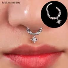 [fusiontime10y] Moda Cristal Aço Inoxidável Septo Hoop Cliers Anel De Nariz Mulheres Tragus Cartilagem Helix Piercing Br
